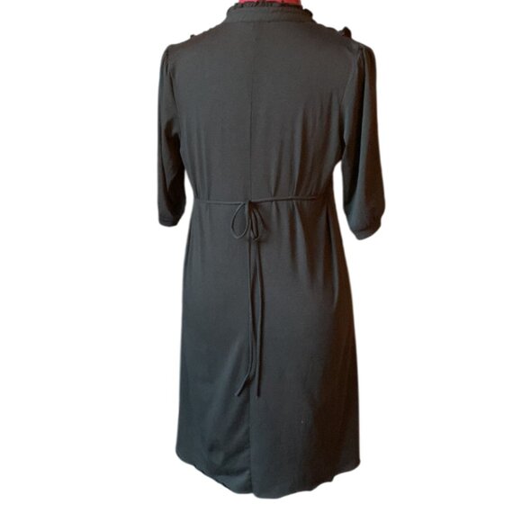 SPEECHLESS - Black Shirt Dress with Tuxedo Ruffle in the front - Medium - Picture 2 of 10